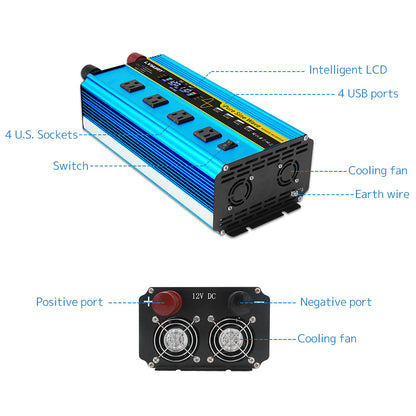 LVYUAN 2500 W reiner Sinuswellen-Wechselrichter DC 24 V auf AC 110 V mit Fernbedienung mit LCD-Display, DC-zu-AC-Konverter