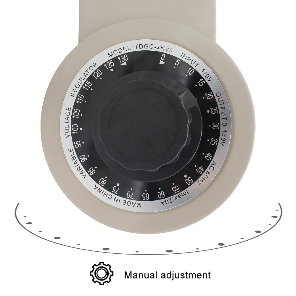 LVYUAN Variable Transformer Variable Voltage Regulator, 0-130V Output, 110V-120V Input, (2000VA)