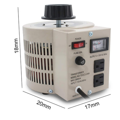 LVYUAN Variable Transformer Variable Voltage Regulator, 0-130V Output, 110V-120V Input, (2000VA)