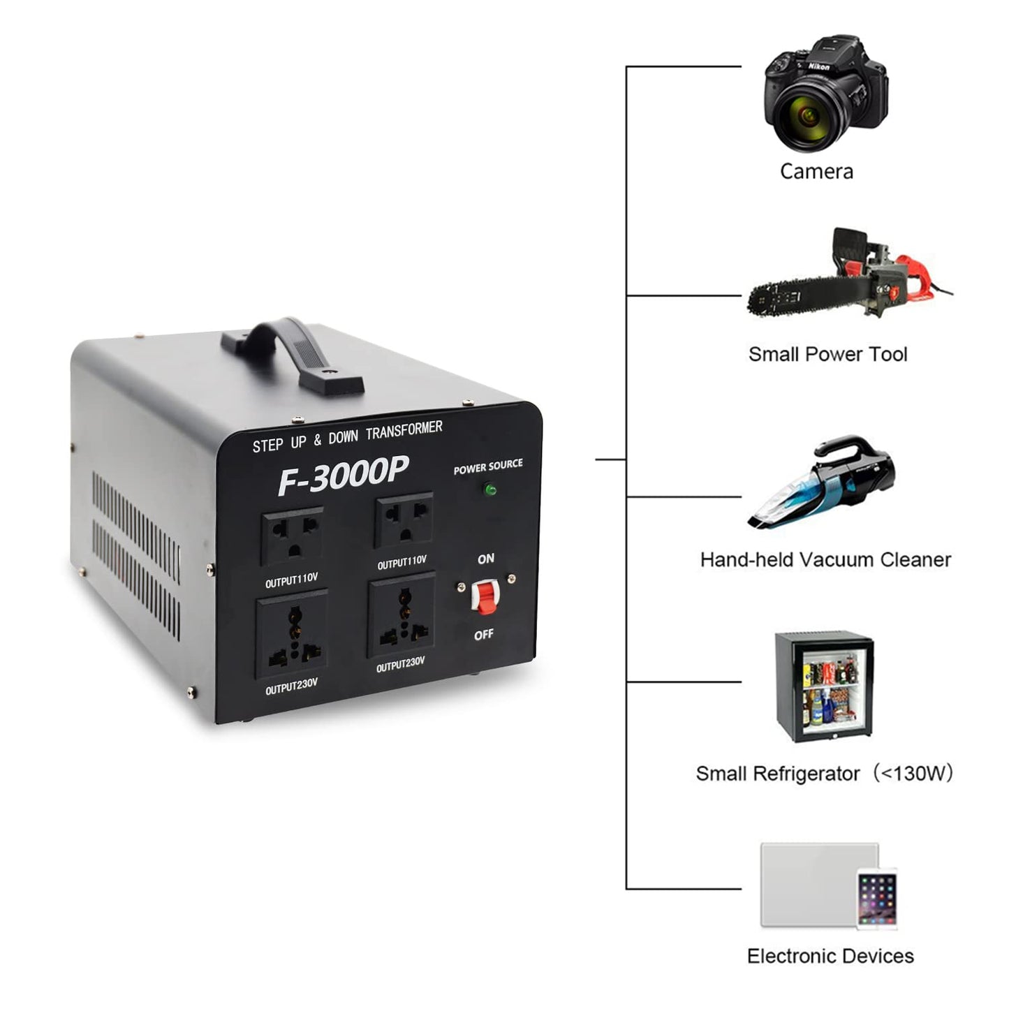 Conversion de puissance de 3000 watts de AC 110V ⇄ 220V