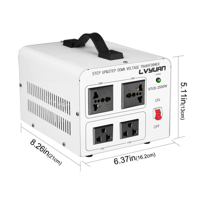 LVYUAN 2500W Voltage Transformer Step Up 110V to 220V, Step Down 220V to 110V Voltage Converter