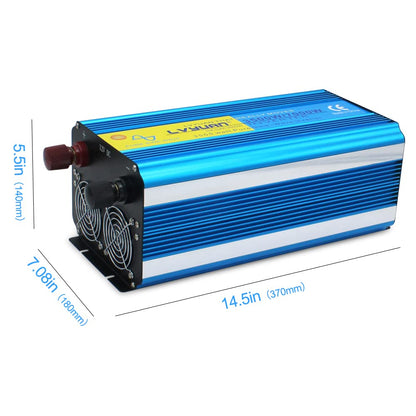 LVYUAN Onduleur à onde sinusoïdale pure 3 500 W 12 V à 220 V DC vers AC avec télécommande à affichage LED pour camion, camping-car, système solaire domestique